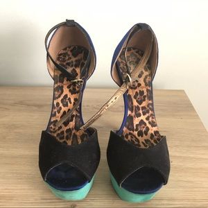 Qupid heel sandals green/blue